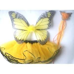  YELLOW MONARCH BUTTERFLY TUTU SET(3PC) Toys & Games