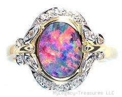   310oj68614r harlequin black opal 16 diamonds 14k ring floral colors