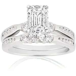  2 Ct Emerald Cut Diamond Engagement Wedding Rings Set CUT 