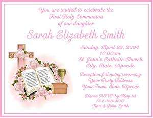 1st Holy First Communion PINK OR BLUE Custom Invitations Personalized 