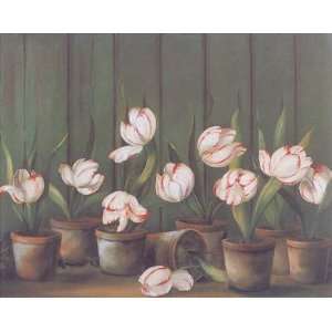  Tulipes Blanches by Fabrice de Villeneuve. Size 16.50 X 13 