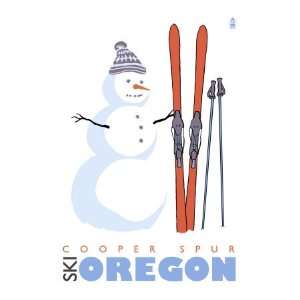 Cooper Spur, Oregon, Snowman with Skis Giclee Poster Print, 18x24