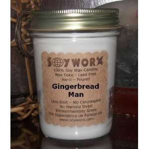 8 Ounce Soy Jar Candle with Lid Gingerbread Man Fragrance 