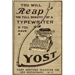  1901 Vintage Ad Yost Typewriter Antique Farm Sickle 