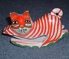 Vintage ROCKING HORSE CAT KITTY carved painted STRIPED