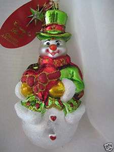 Radko SNOW HEART SENTIMENTS Snowman ornament 1014609  