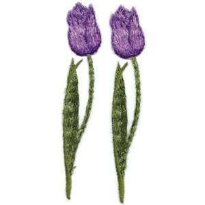  Flowers/Tulips,Purple Shaded   Iron On Applique 