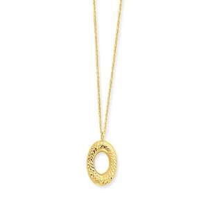  14k Puff Oval Necklace Jewelry