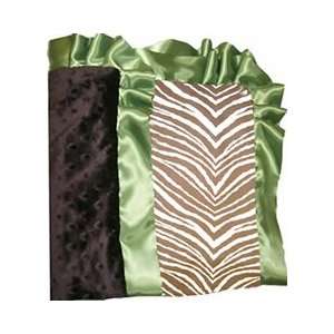   of 2 Brown Zebra Cotton & Minky Silky Ruffled Blanket 