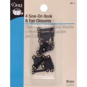  Sew On Hook & Eye Closures 5/8 4/Pkg Black   651074 