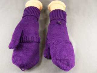 Purple convertible top mittens flip open thumb gloves fingerless 