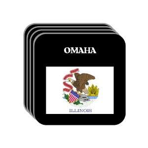 US State Flag   OMAHA, Illinois (IL) Set of 4 Mini Mousepad Coasters