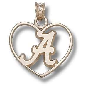  Alabama Crimson Tide Logo Heart Pendant 14K Gold Jewelry 