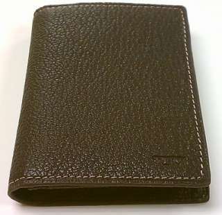 Tumi Mens Corsica Brown Leather Gusseted Card Case w/ID Wallet  