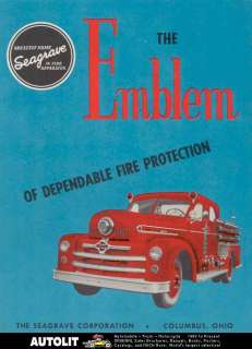 1950 ? Seagrave Emblem Quad V12 Fire Truck Brochure Poster  