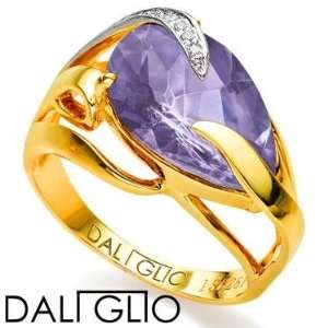   Amethyst and 0.08ctw Diamond Ring Plated in 14K Yell Prodori Jewelry