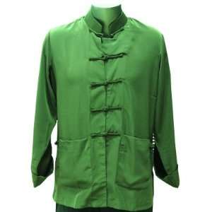  Green Silk Kung Fu Jacket, Size L