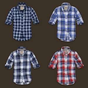 Hollister Mens Hobson Plaid Shirt Navy/Blue/White Multi Styles NWT 