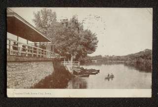 1909 Country Club Canoe Iowa City IA Johnson Co Postcard  