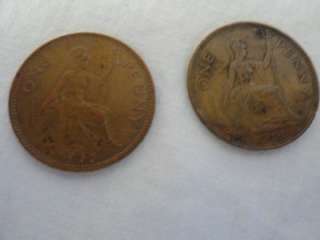1966 British One Penny Coin Regina F D Elizabeth IIDei Gratia  