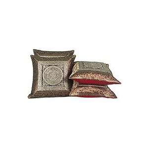  Silk cushion covers, Red Sugar (set of 4)