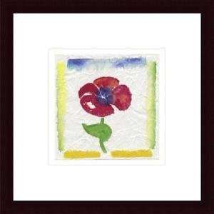   Little Red Flower On Papyrus   Artist Ingrid Sehl  Poster Size 9 X 9