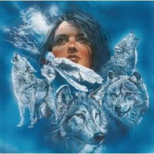  INDIAN WITH WOLVES 162 CROSS STITCH CHART