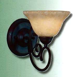 OIL RUBBED BRONZE AND TRUSCAN SCAVO GLASS WALL SCONCE 7.5 X 9 *NIB 