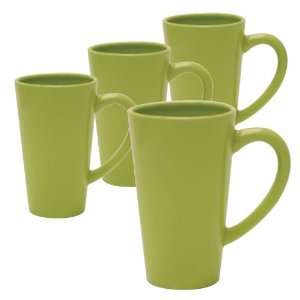 Chantal Set of 4 19 Ounce Latte Mugs, Glossy Lime Green  