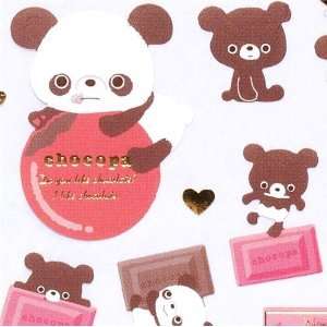  cute Chocopa panda bear stickers with chocolate & heart 