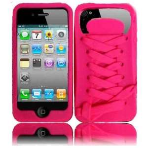  Iphone 4GS 4G CDMA GSM Shoelace Silicon Case   Hot Pink 