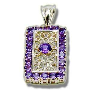  23 Amethyst Pendant Rectangular Filigree Jewelry