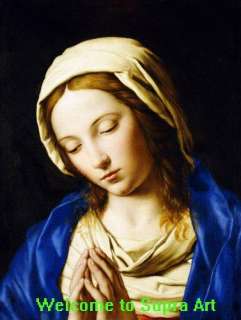 Madonna Bust Length at prayer Sassoferrato repro oil  