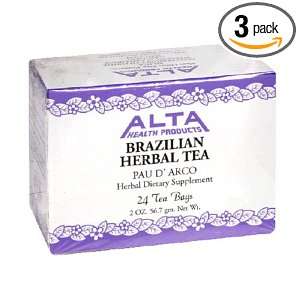   Brazilian Herbal Tea, Pau DArco, Tea Bags, 24 Count Box (Pack of 3