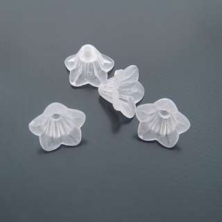 LOT 40PC WHITE FROSTED ACRYLIC FLOWER BEADS CAP 15mm  