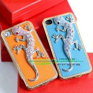 New Cuite Gecko Rhinestone BACK CASE For iPhone 4G  