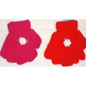 Set of Two Magic Stress Gloves Red and Fuchsia Trimmed with One Satin 