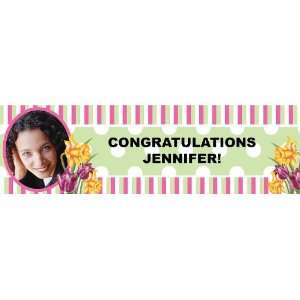  Polka Dot Floral Personalized Photo Banner Large 30 x 100 