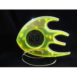  Yellow Carefree Fish Table CLock with Alarm and Temperatue 