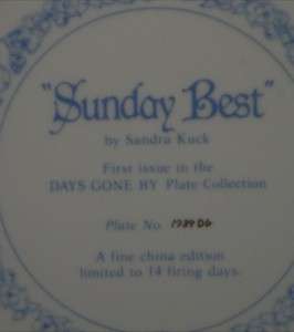 SUNDAY BEST SANDRA KUCK DAYS GONE BY COLLECTOR PLATE RECO INTL FINE 