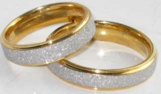 POPULAR MENS WOMENS 2tone SANDBLASTED GOLD GP 5mm wedding ring band 