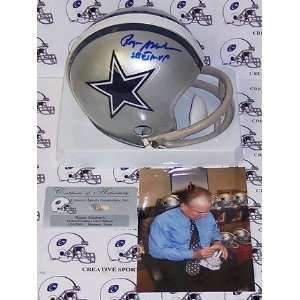 Roger Staubach Autographed Dallas Cowboys 2 Bar Mini Football Helmet 