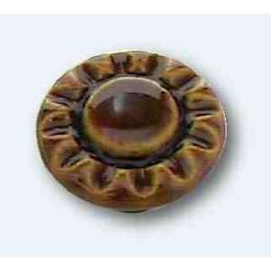  Ceramic Knob Glossy Coffee Brown Flower Pattern 1 1/2 K35 