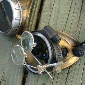 Steampunk Goggles Glasses cyber lens goth gold silver  