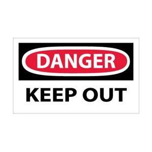 D59AP   Danger, Keep Out, 3 X 5, Pressure Sensitive Vinyl, 5 per 