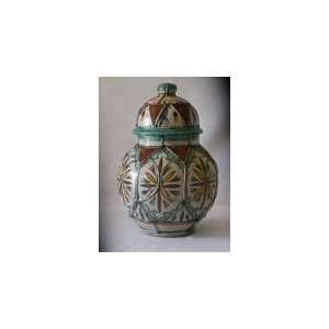 Sultan Vase with hand chiseled metal and painted leather  