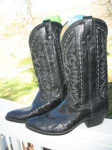 Dan Post Black Leather Cowboy Boots Mens Size 9 Womens Size 10.5 