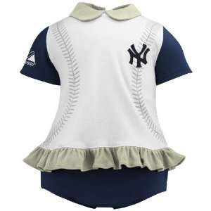   Infant Girls White Navy Blue Top & Bloomers Set