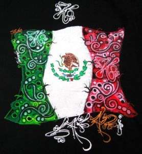 Safari Brand Unique Mexico flag shirt mexican handpaint  