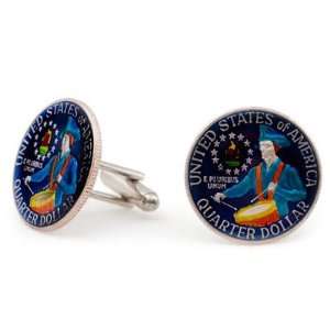  Silver Star Bicentennial Drummer Quarter Cufflinks Sports 